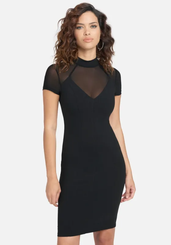Mesh Short Sleeve Dress sold by Bebe