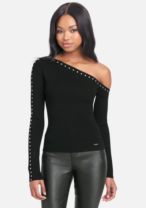 Off the Shoulder Stud Sweater Top sold by Bebe