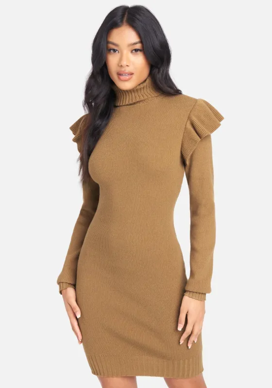 Ruffle Sweater Dress sold by Bebe