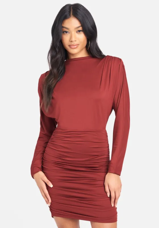 Ruched Long Sleeve Mini Dress sold by Bebe