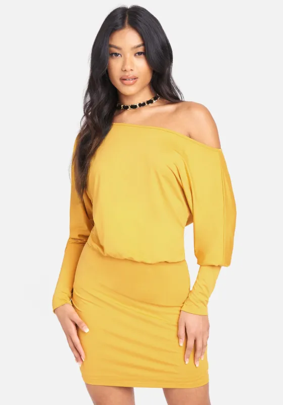 Off Shoulder Slinky Dress sold by Bebe