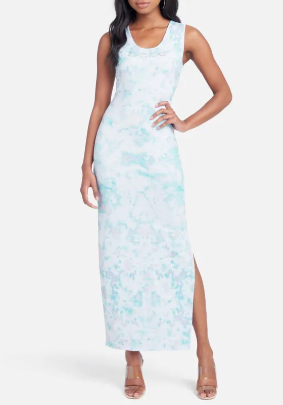 Bebe Logo Side Slit Printed Maxi Dress sold by Bebe