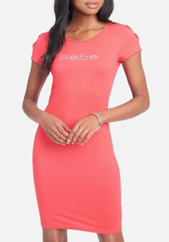 Bebe Logo Cross Shoulder Dress sold by Bebe