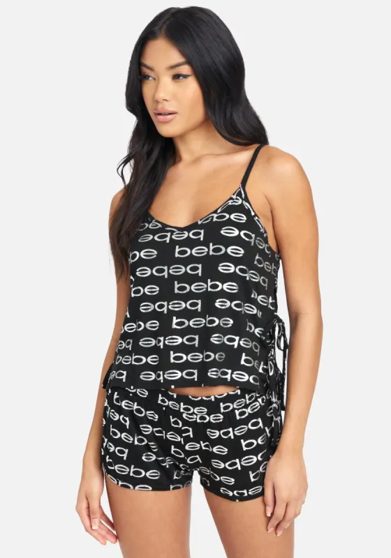 Allover Printed  Bebe Lace Up Short Set sold by Bebe