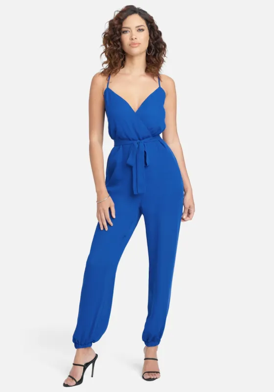 Smocked Cuff Woven Jumpsuit sold by Bebe