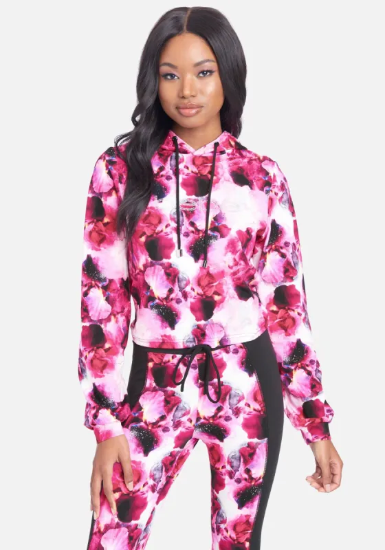 Bebe Logo Printed Cropped Drawstring Hoodie sold by Bebe