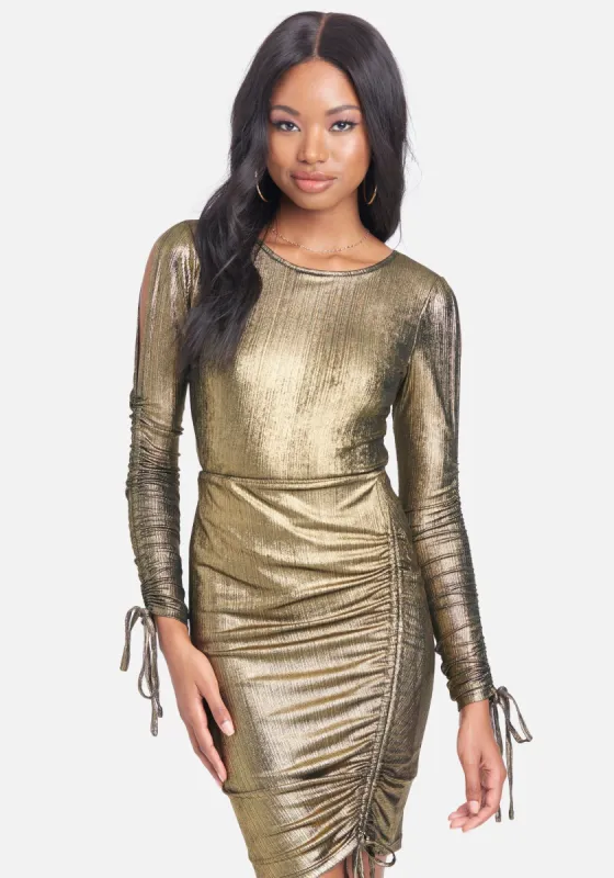 Foil Knit Tunnel Sleeve Top sold by Bebe