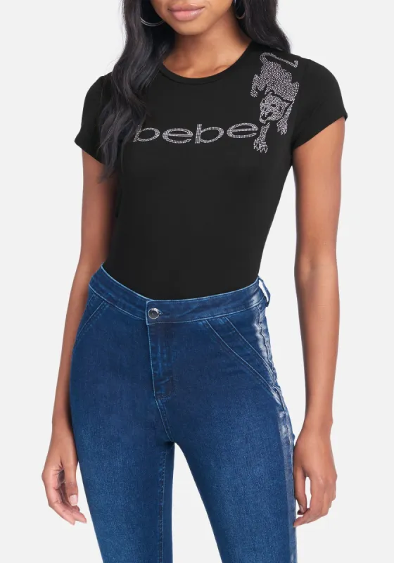 Bebe Logo Rhinestuds Tee sold by Bebe