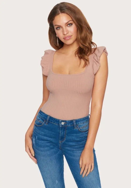 Tara Ruffle Sleeve Bodysuit sold by Bebe