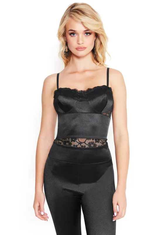 Satin And Lace Crop Top sold by Bebe