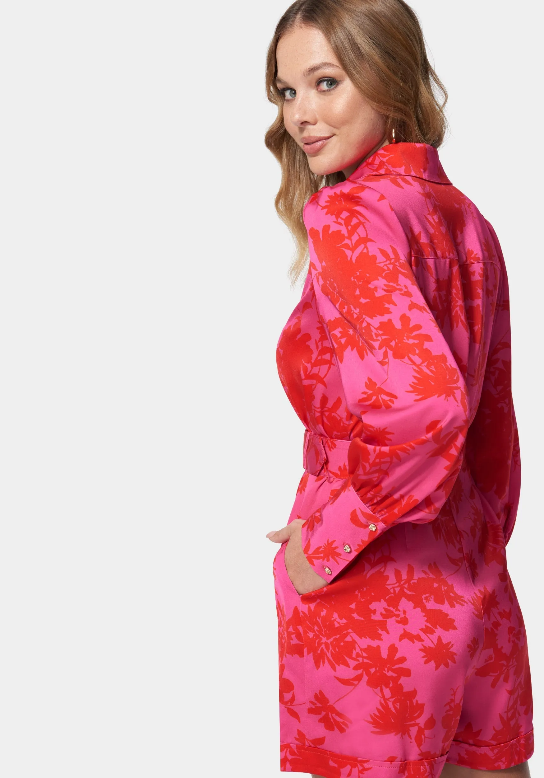 Satin Button Down Romper sold by Bebe product image thumbnail 3