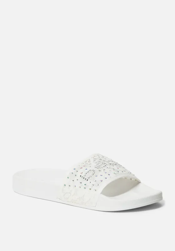 Flirtie Rhinestone Slides sold by Bebe