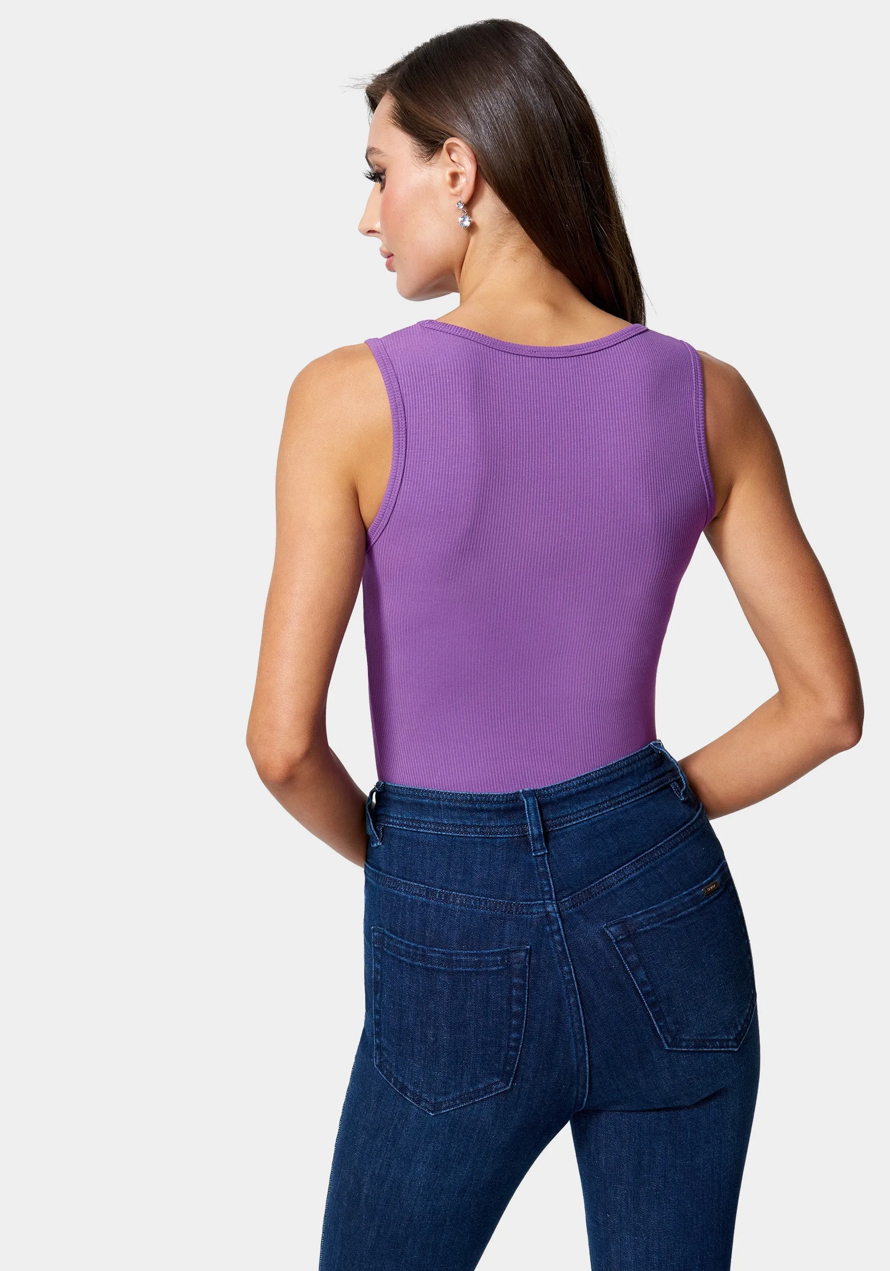 Bebe Logo V-Neck Rib Tank Top sold by Bebe product image thumbnail 3