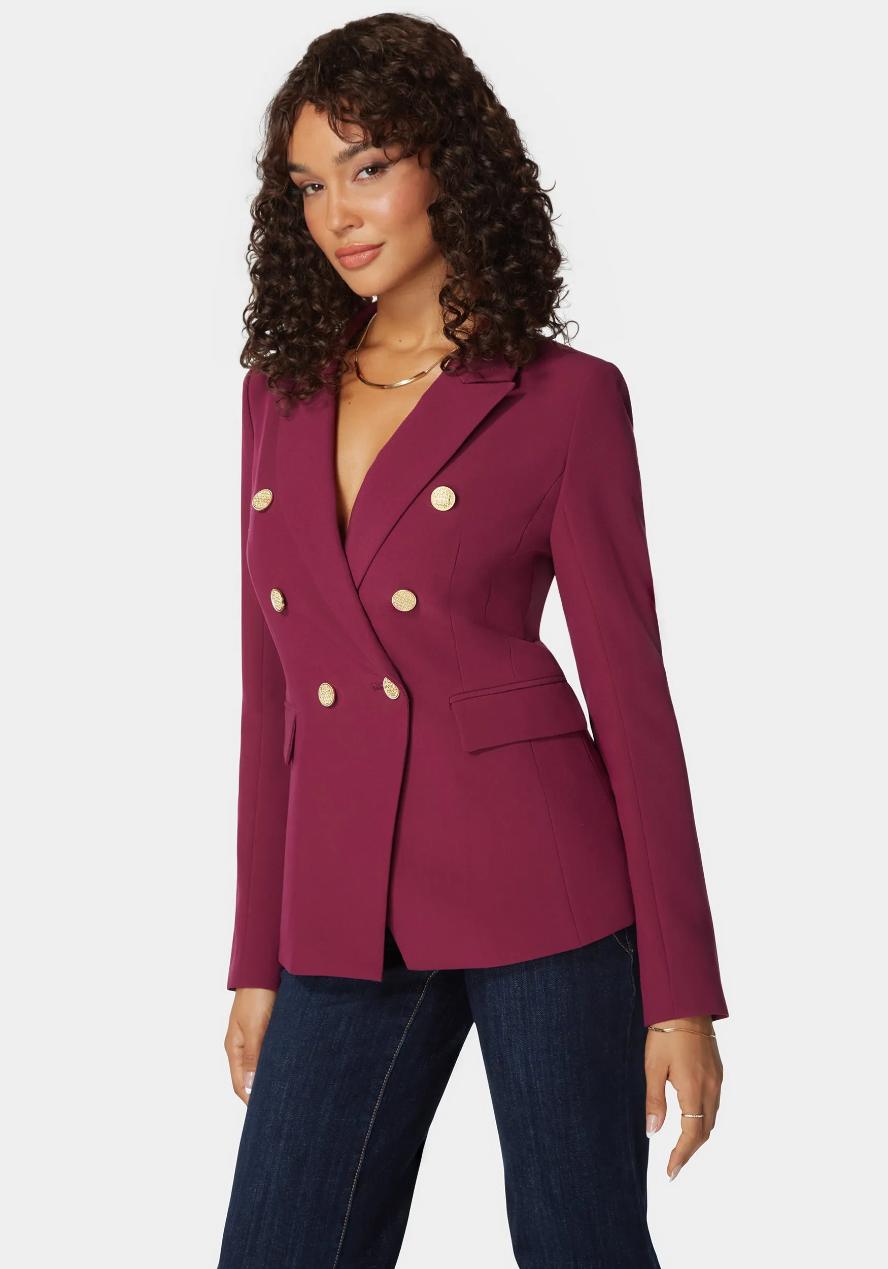 Double Breast Tailored Woven Twill Blazer sold by Bebe product image thumbnail 2