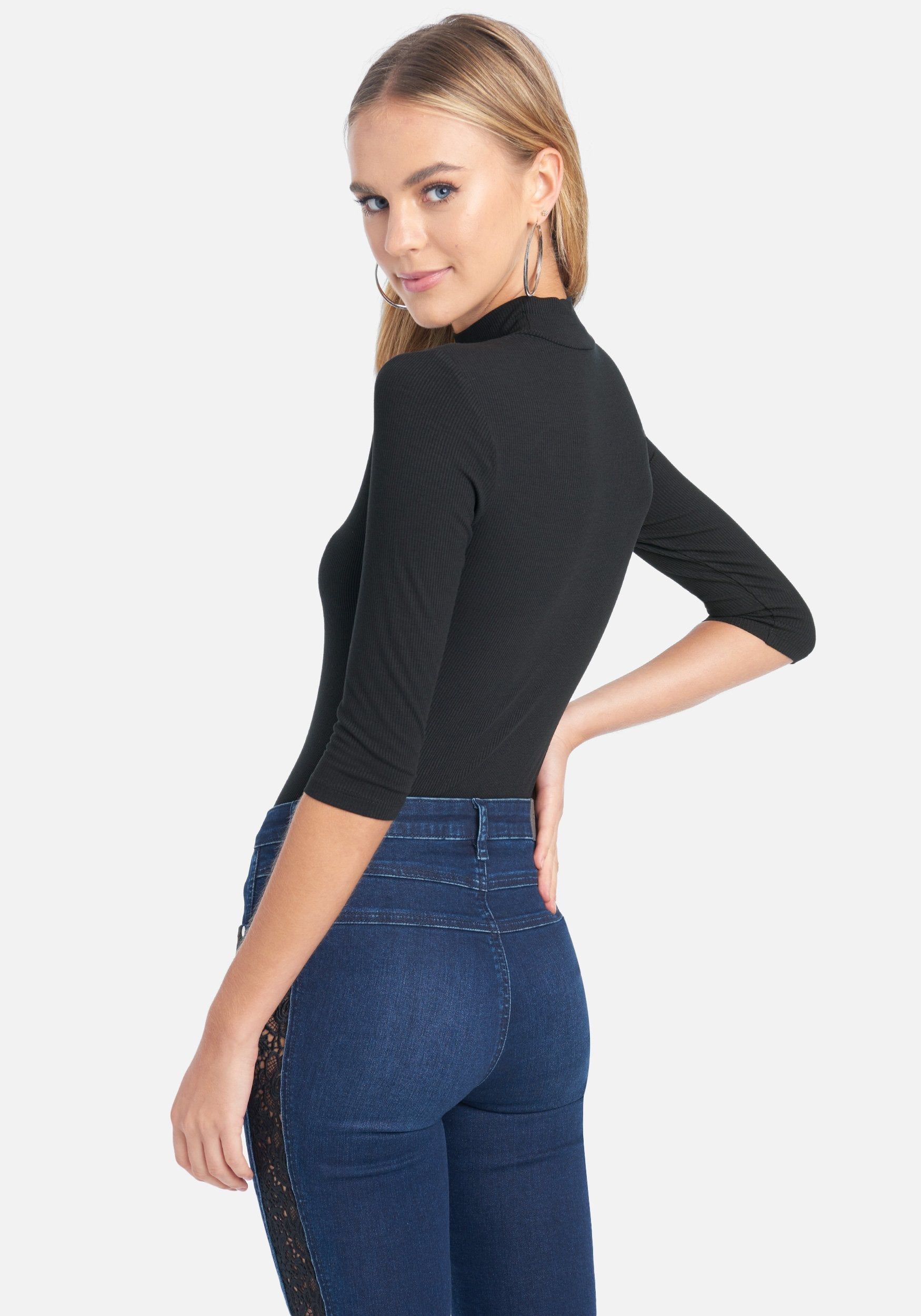 Crystal Logo Mock Neck 3/4 Sleeve Tee sold by Bebe product image thumbnail 3