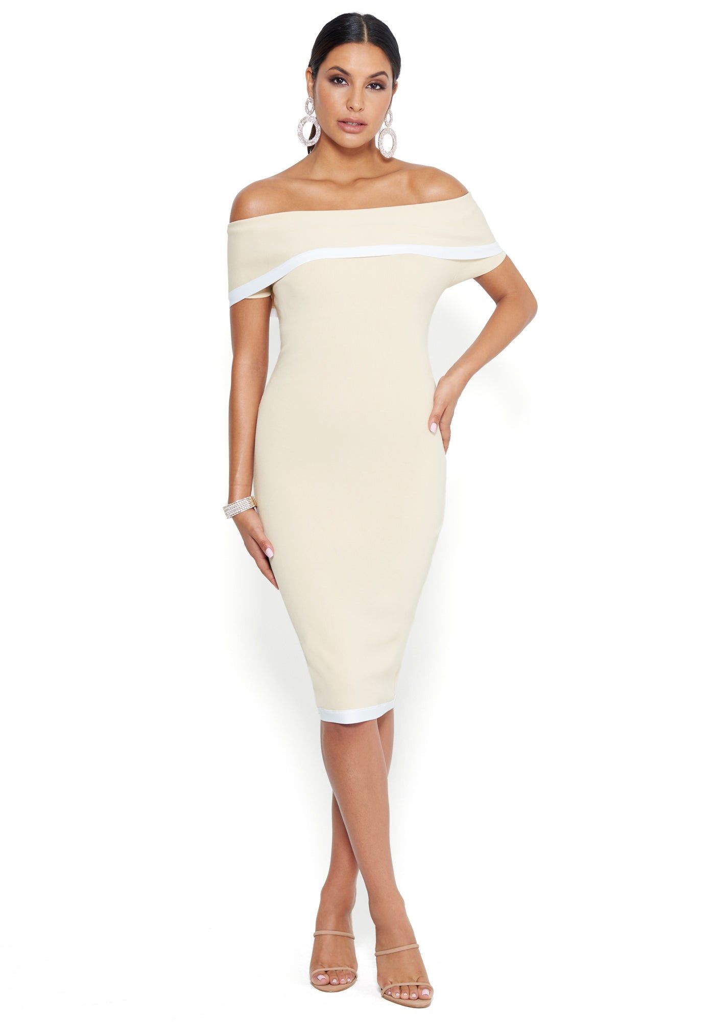 Off Shoulder Sweater Dress sold by Bebe