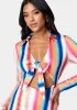 Printed Tie Front Mini Dress sold by Bebe