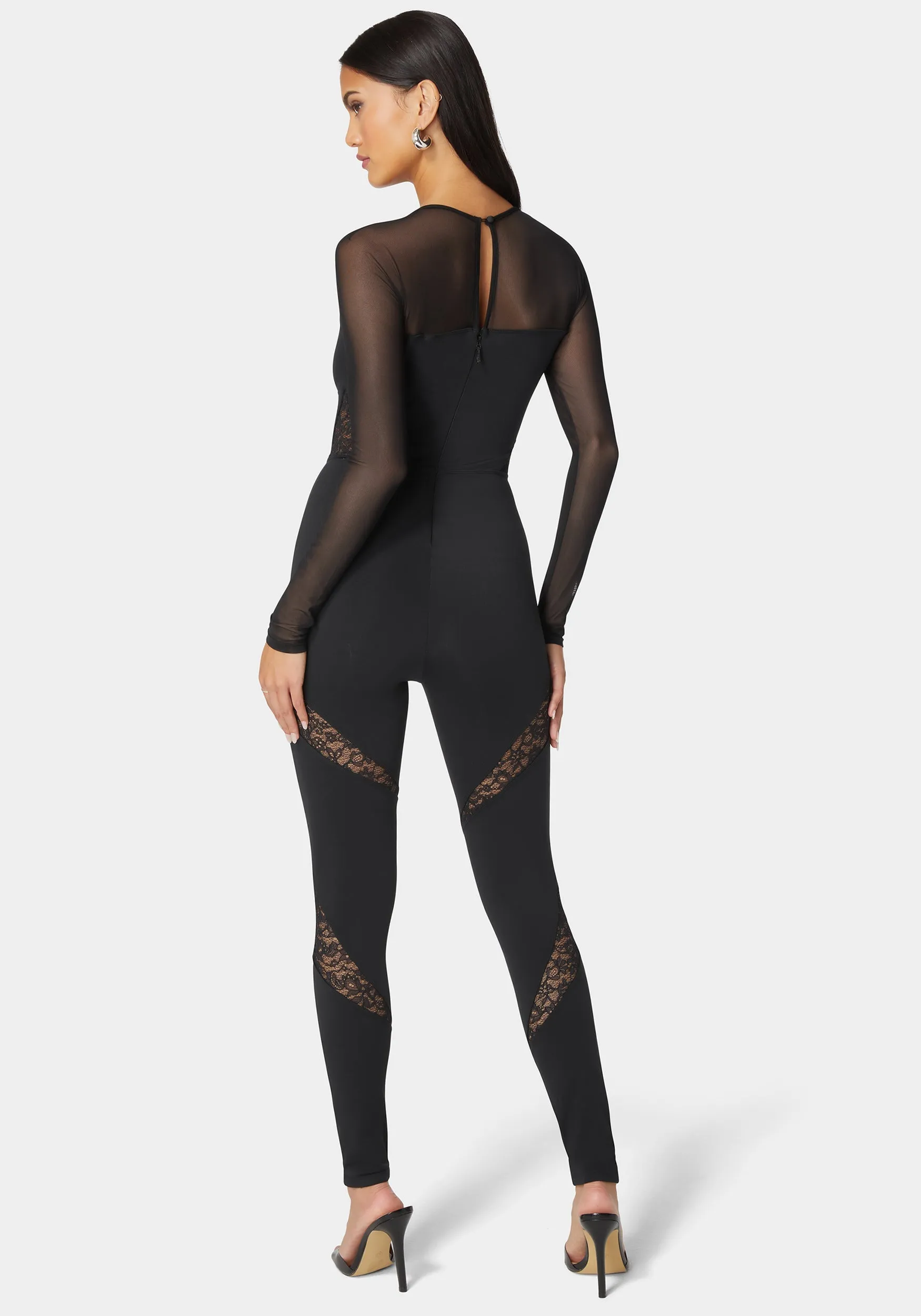 Mesh Sleeve Lace Insert Catsuit sold by Bebe product image thumbnail 3