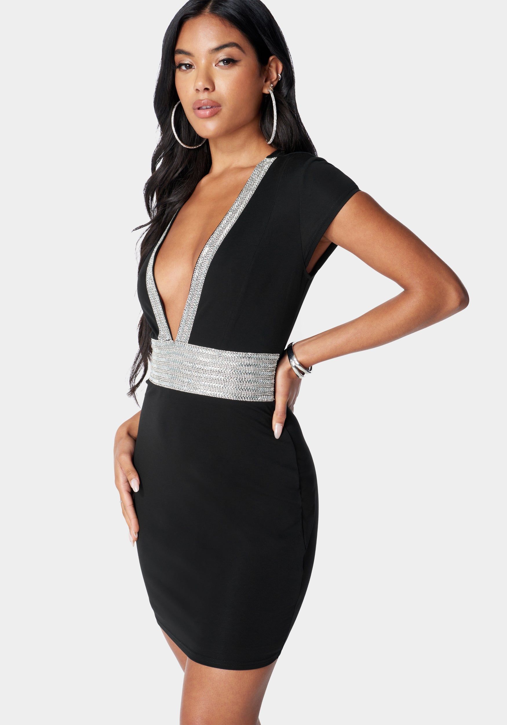 Cap Sleeve Sparkle Mini Dress sold by Bebe product image thumbnail 3