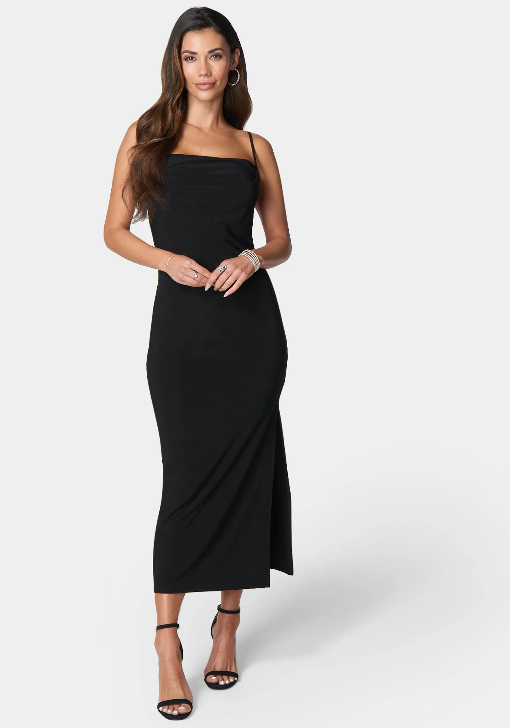 Cowl Neck Spaghetti Strap Slit Maxi sold by Bebe
