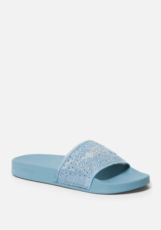 Flirtie Rhinestone Slides sold by Bebe