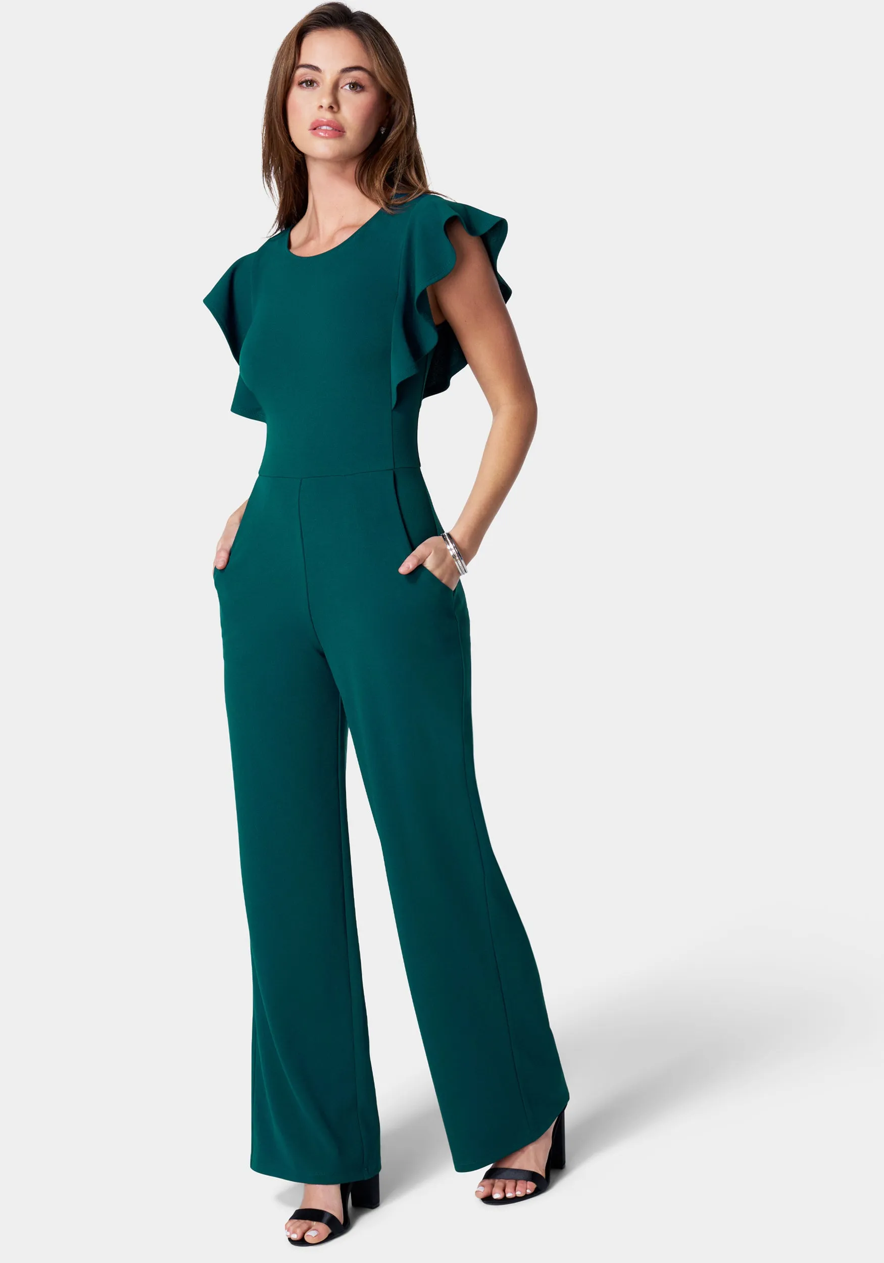 Flutter Sleeve Core Jumpsuit sold by Bebe