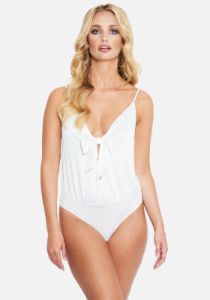 Charm Tie Front Bodysuit sold by Bebe