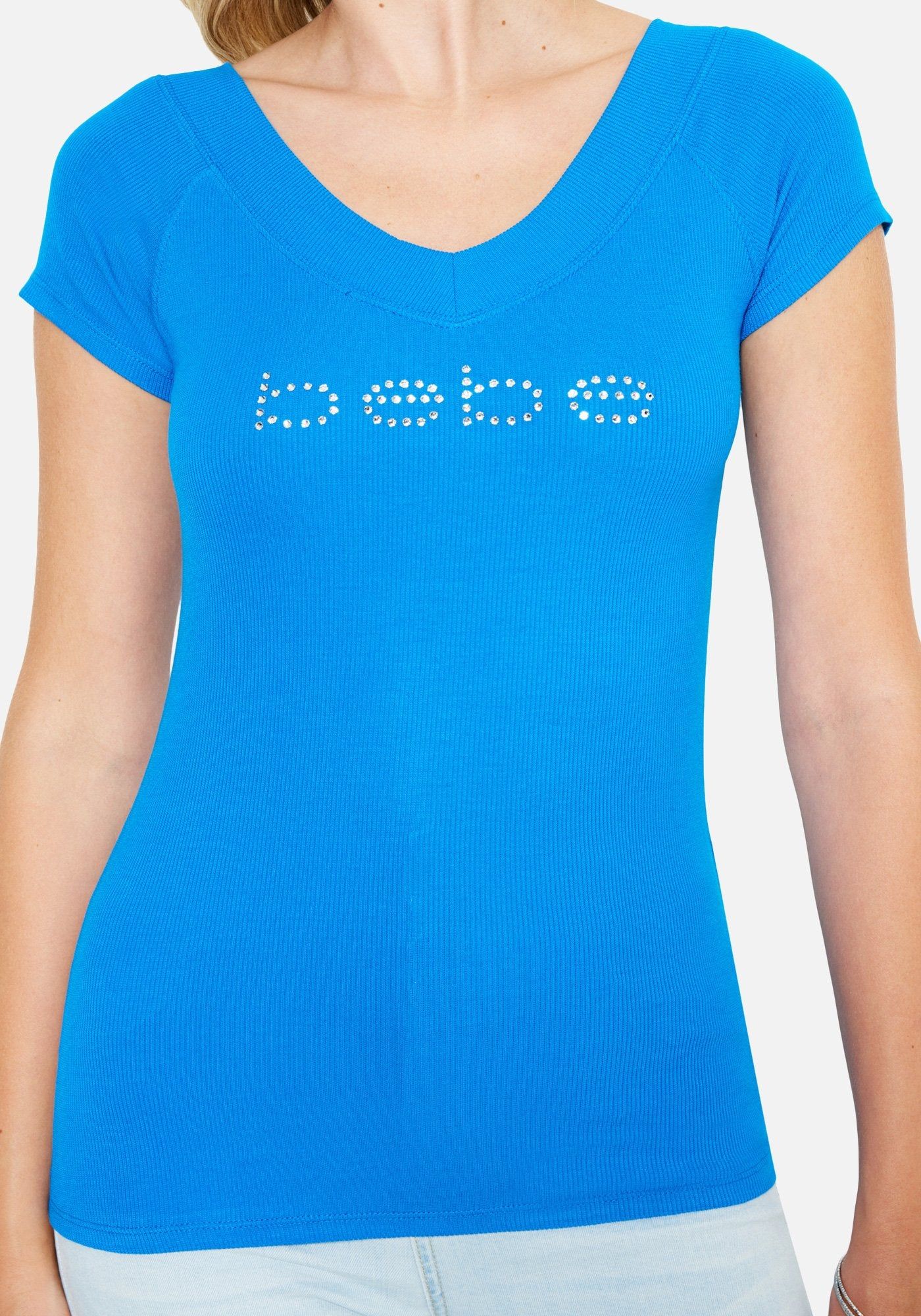 Crystal Logo Double V-Neck Short Sleeve Tee sold by Bebe product image thumbnail 4