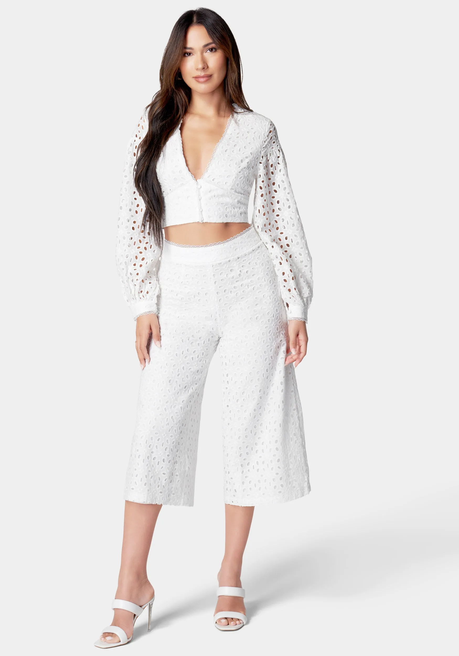 Eyelet Detail Wide Leg Pant sold by Bebe product image thumbnail 2