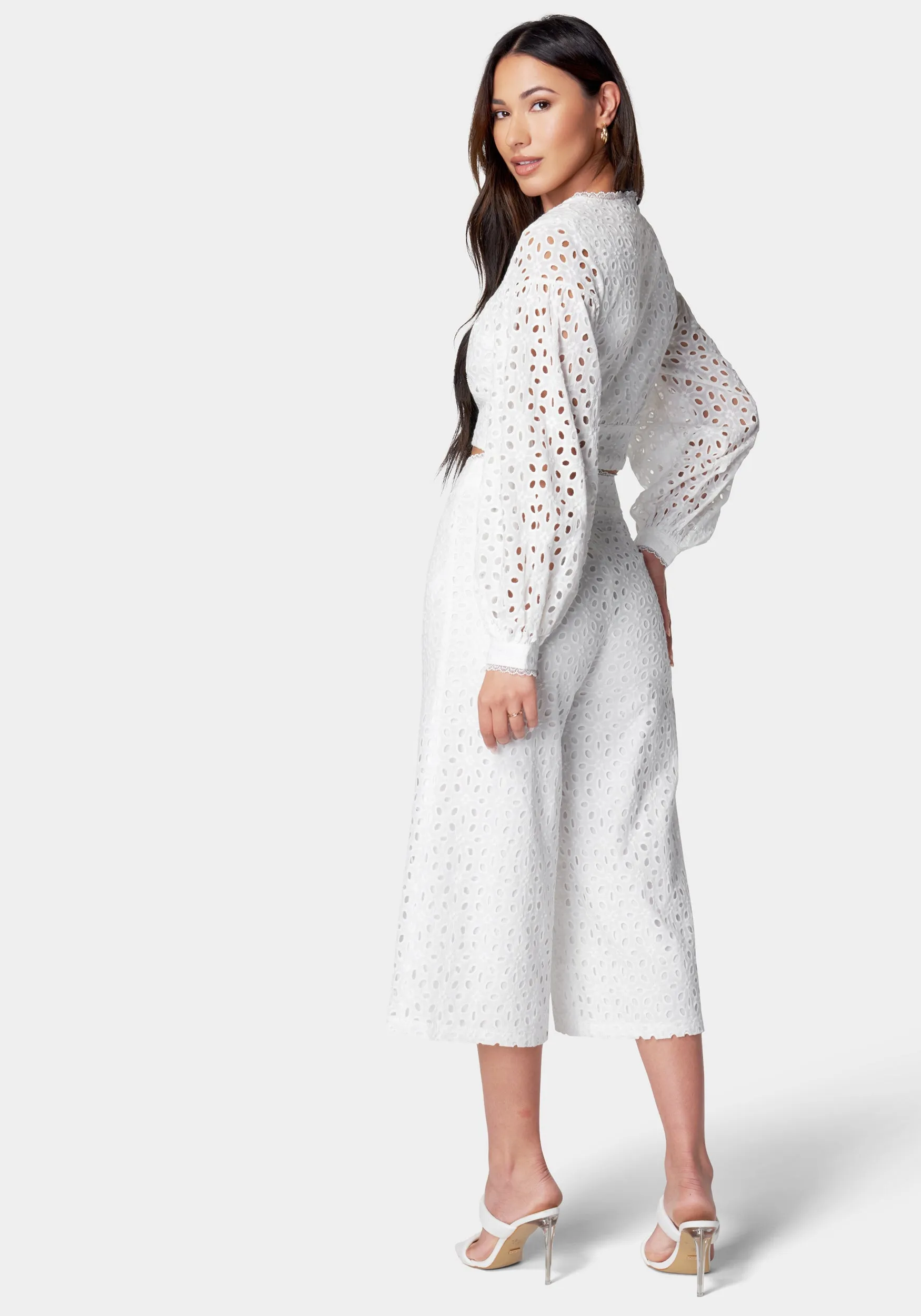 Eyelet Detail Wide Leg Pant sold by Bebe product image thumbnail 3