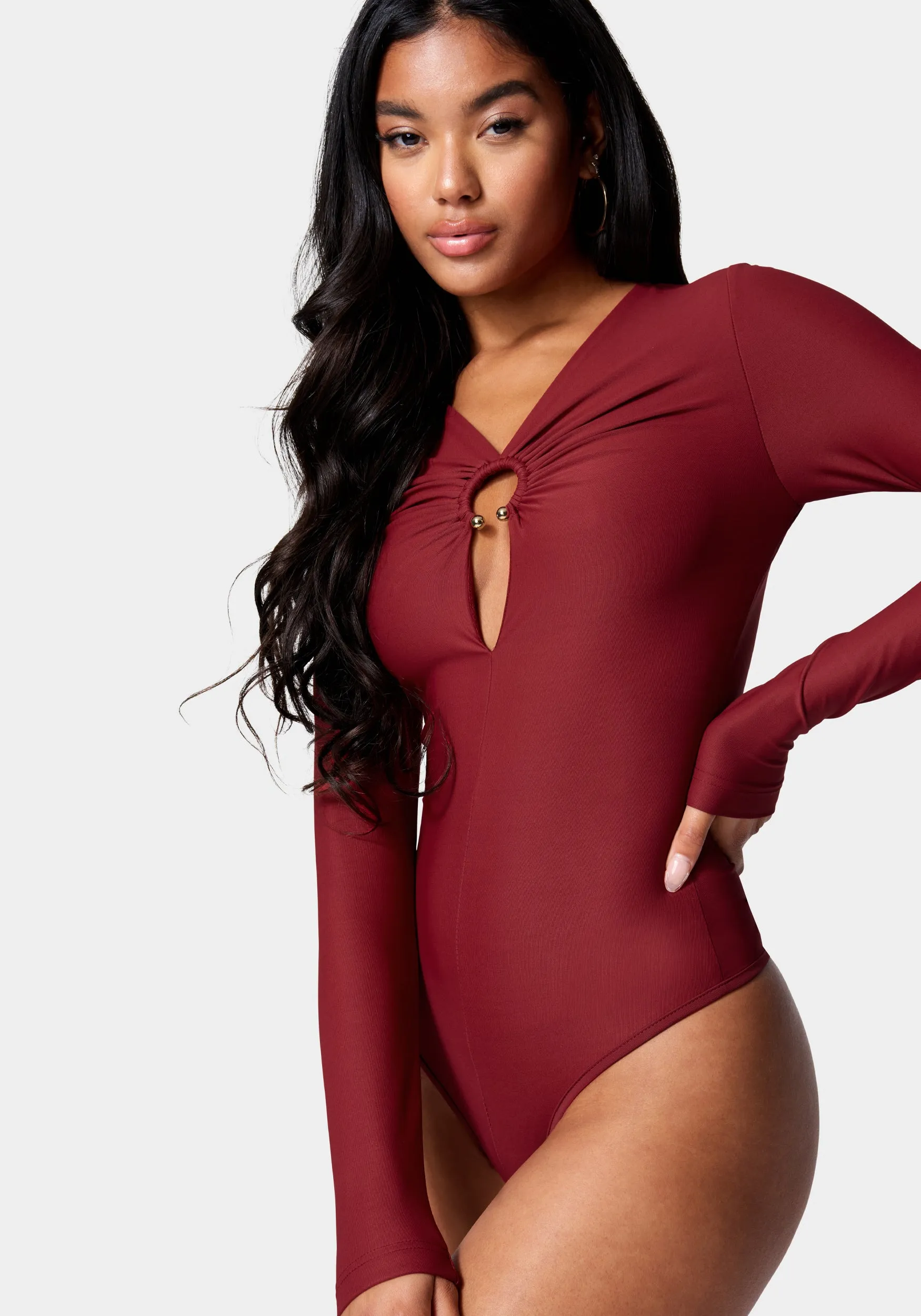 Ring Detail Long Sleeve Bodysuit sold by Bebe product image thumbnail 2