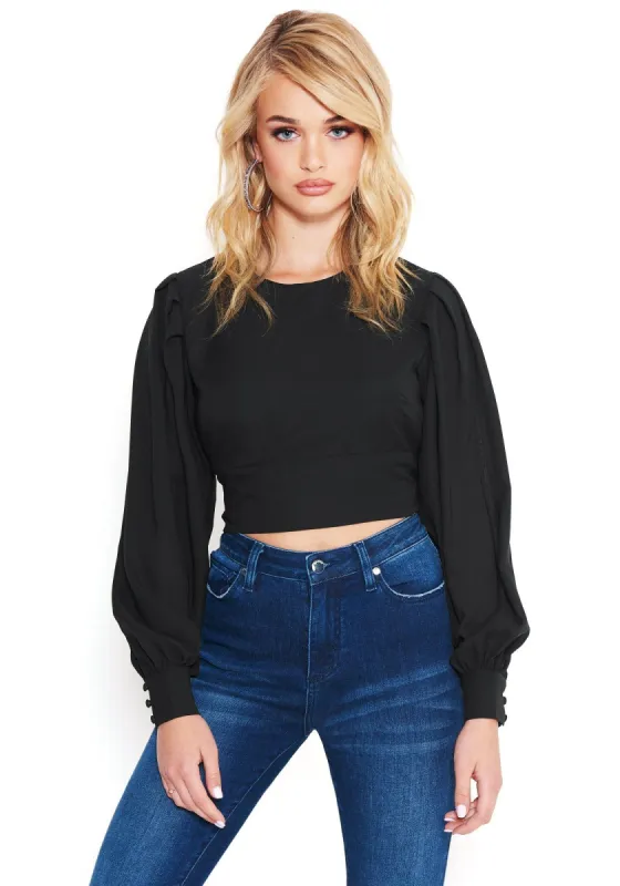 Blouson Sleeve Open Back Top sold by Bebe