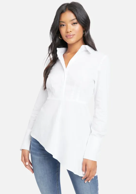 Asymmetrical Poplin Collar Top sold by Bebe