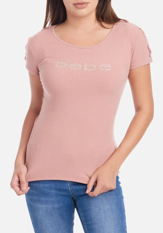 Bebe Logo Rib Short Sleeve Tee sold by Bebe