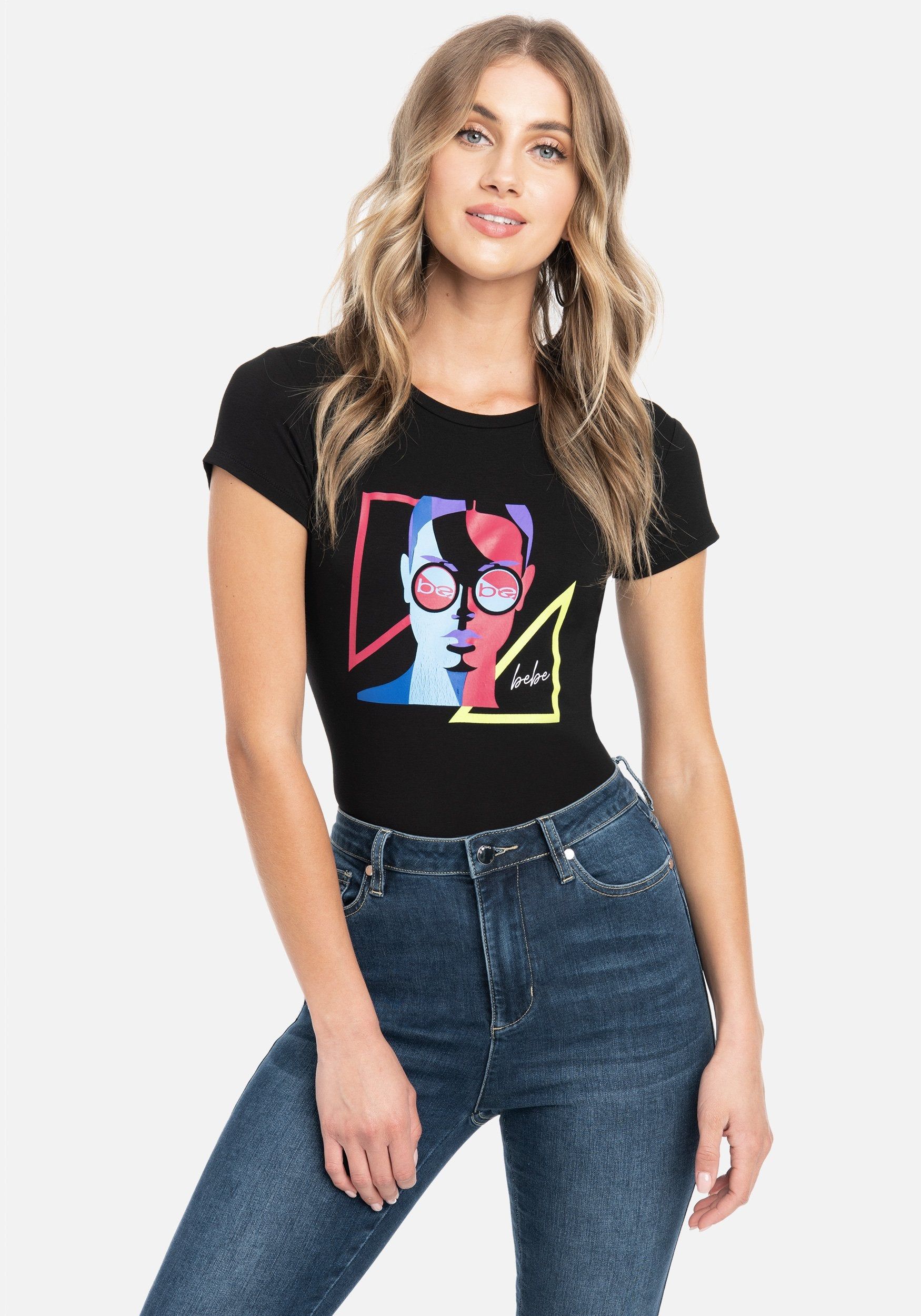 Bebe Logo Face Screen Tee sold by Bebe