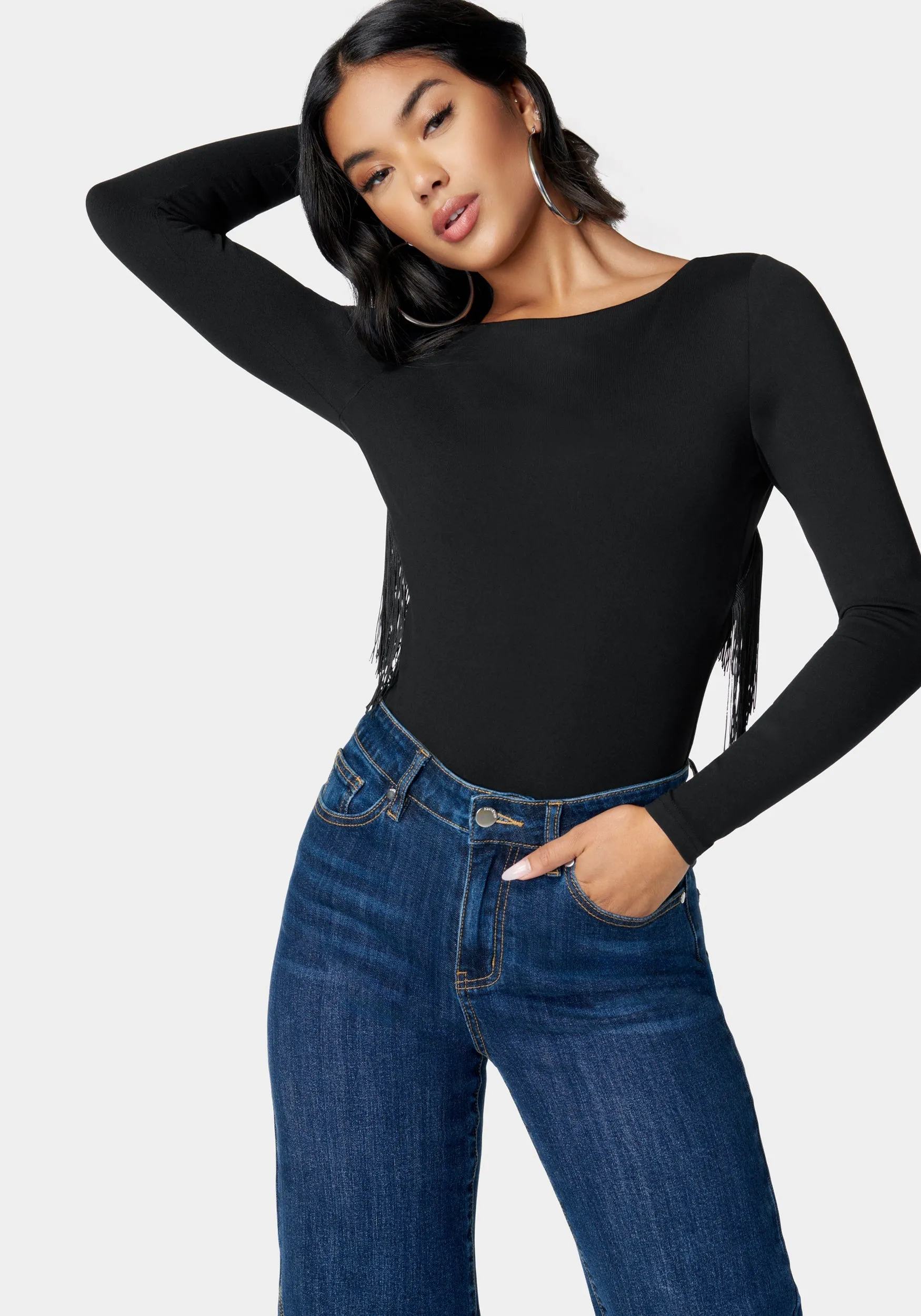 Open Back Fringe Trim Bodysuit sold by Bebe product image thumbnail 4