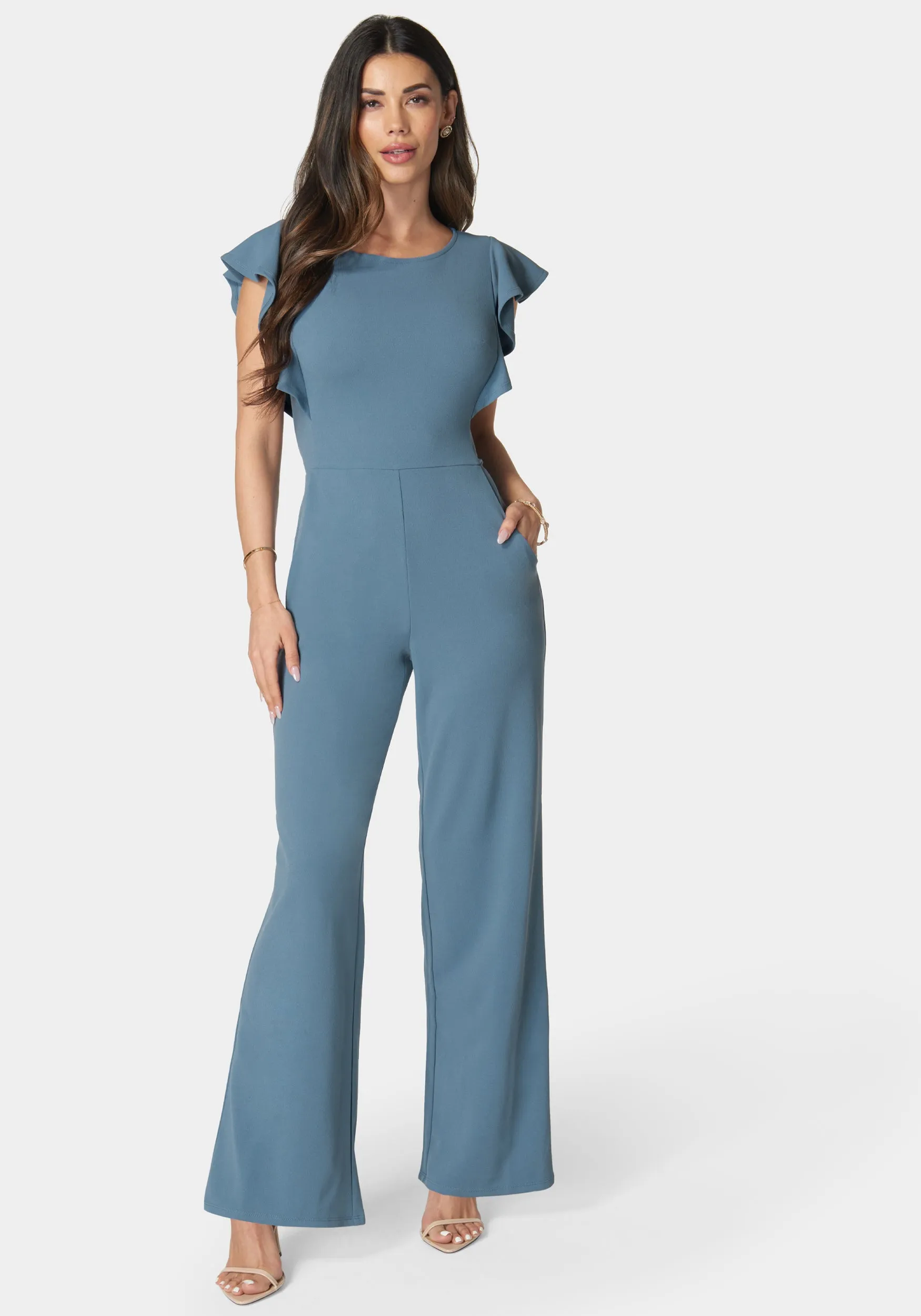Flutter Sleeve Core Jumpsuit sold by Bebe