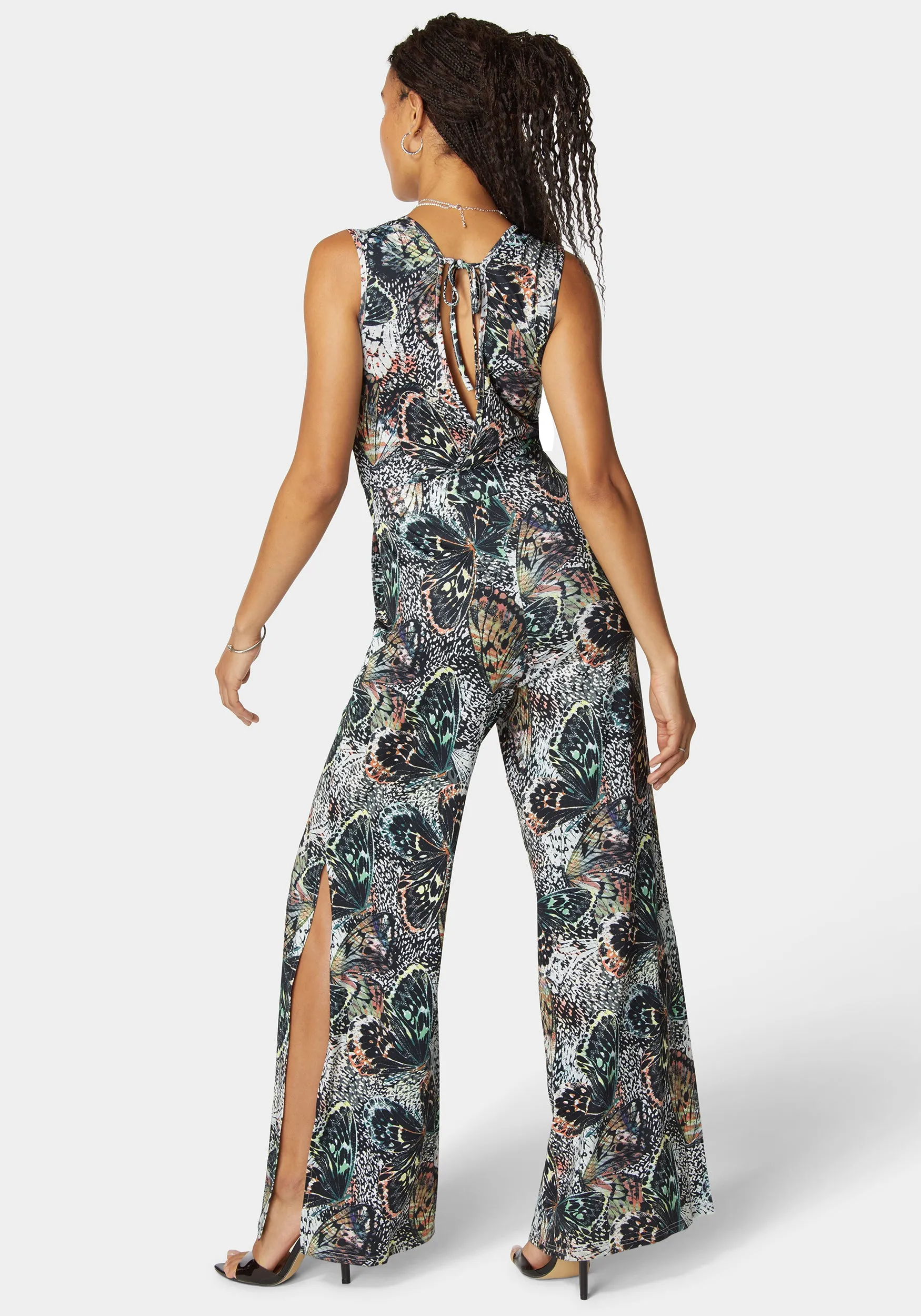 Printed Plunge Neck Jumpsuit sold by Bebe product image thumbnail 3