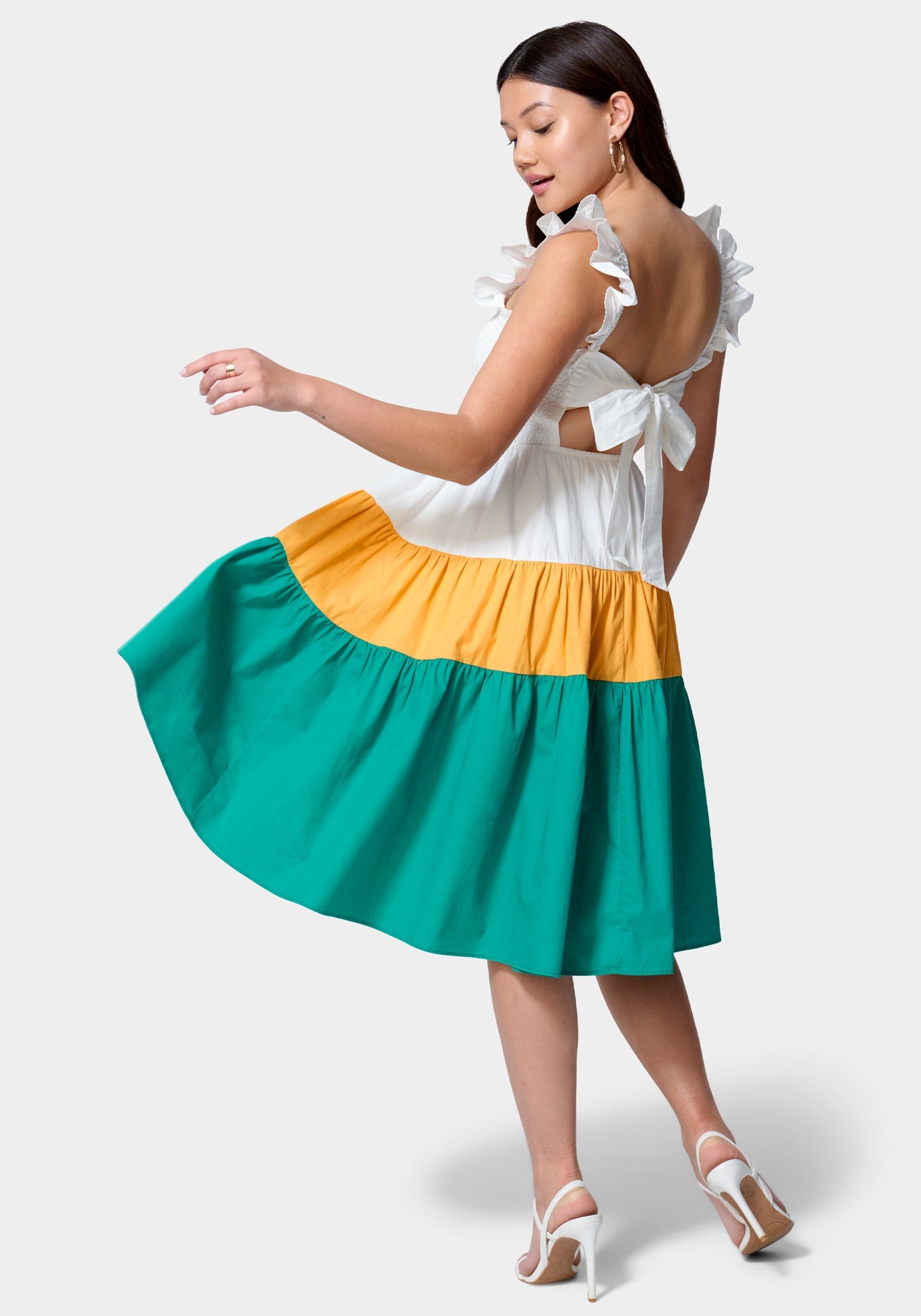 Color Block Ruffle Dress sold by Bebe product image thumbnail 4