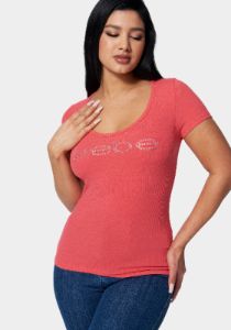 Bebe Logo Short Sleeve Round Neck Rib Top sold by Bebe