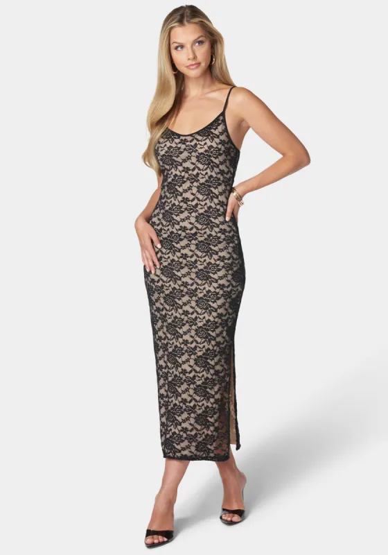 Sophia Illusion Lace Maxi Dress sold by Bebe