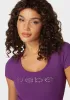 Bebe Logo Short Sleeve Scoop Neck Single Stone Rib Top sold by Bebe