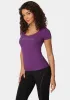 Bebe Logo Short Sleeve Scoop Neck Single Stone Rib Top sold by Bebe