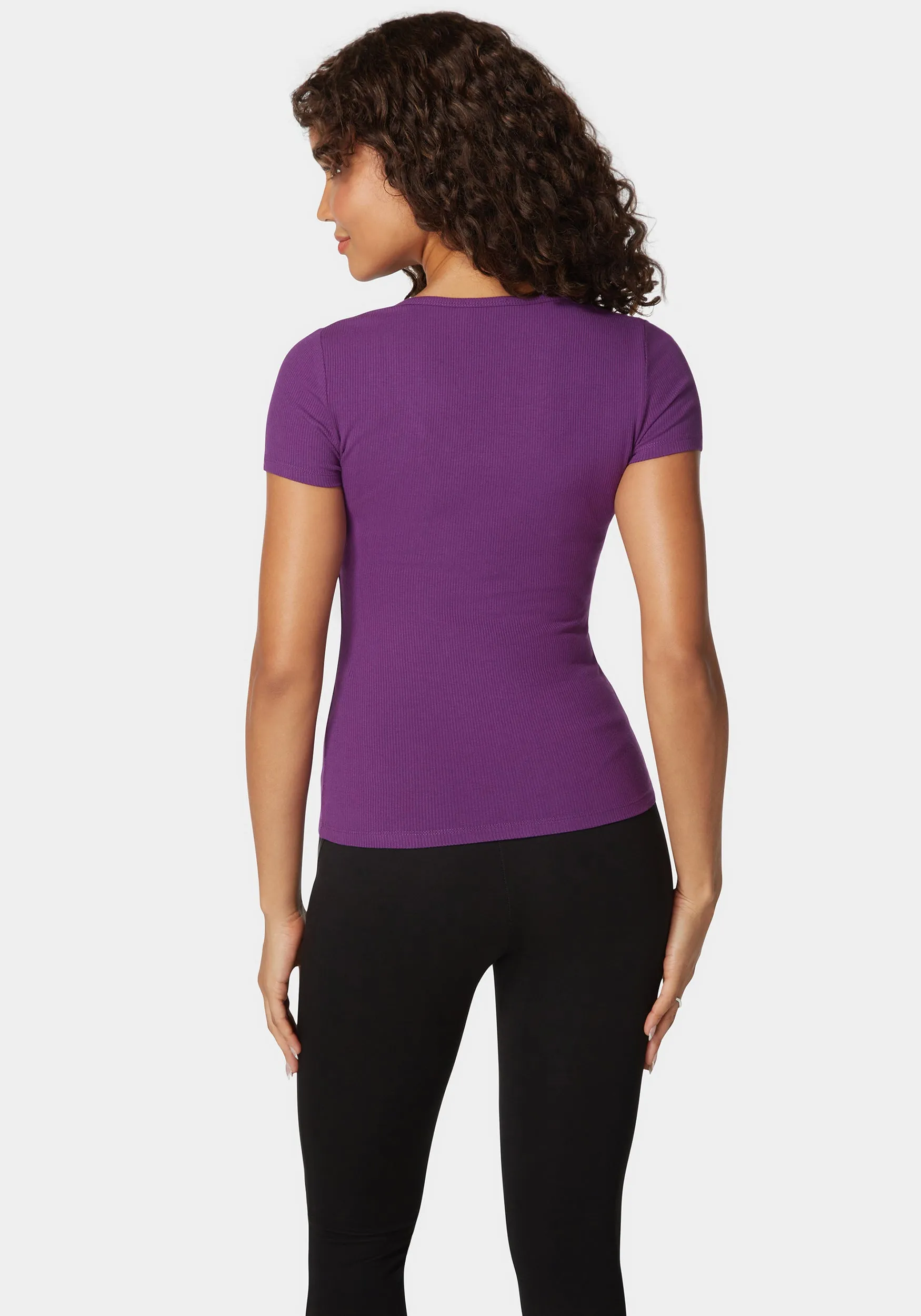 Bebe Logo Short Sleeve Scoop Neck Single Stone Rib Top sold by Bebe product image thumbnail 3