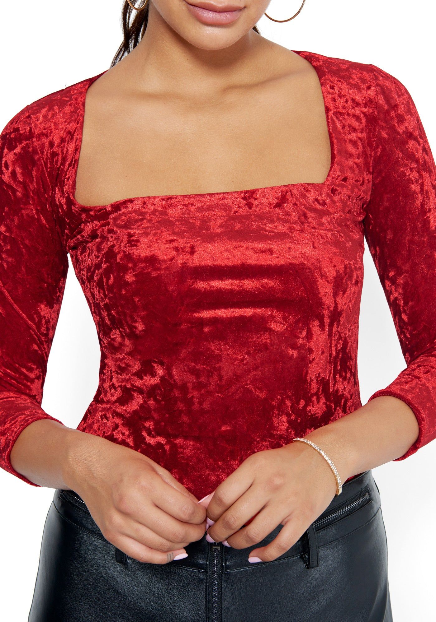 Crushed Velvet Square Neck Top sold by Bebe product image thumbnail 2