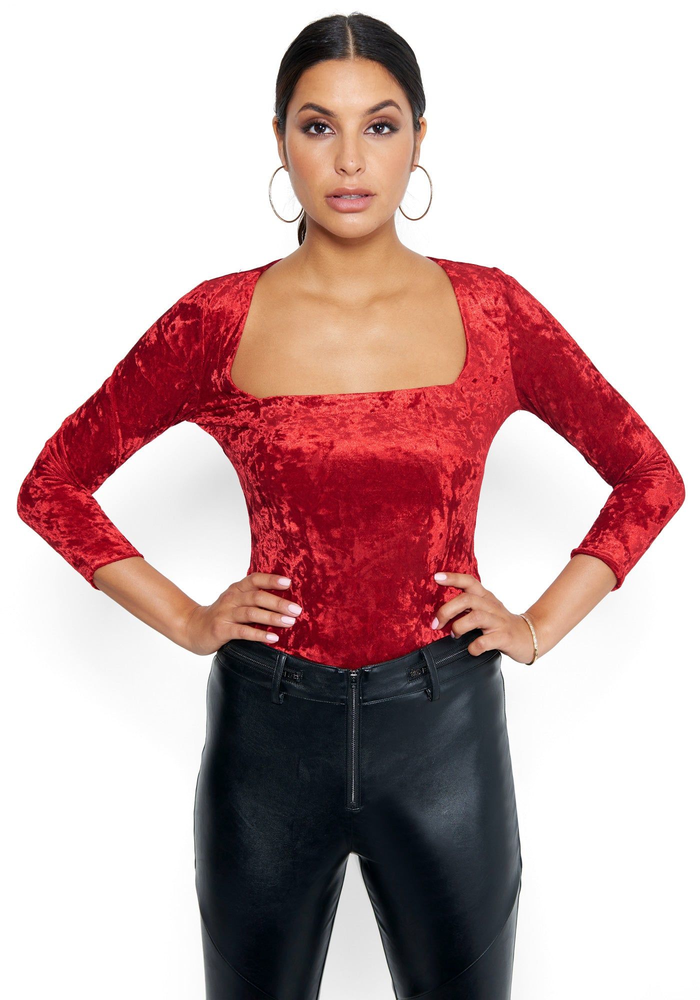 Crushed Velvet Square Neck Top sold by Bebe product image thumbnail 4