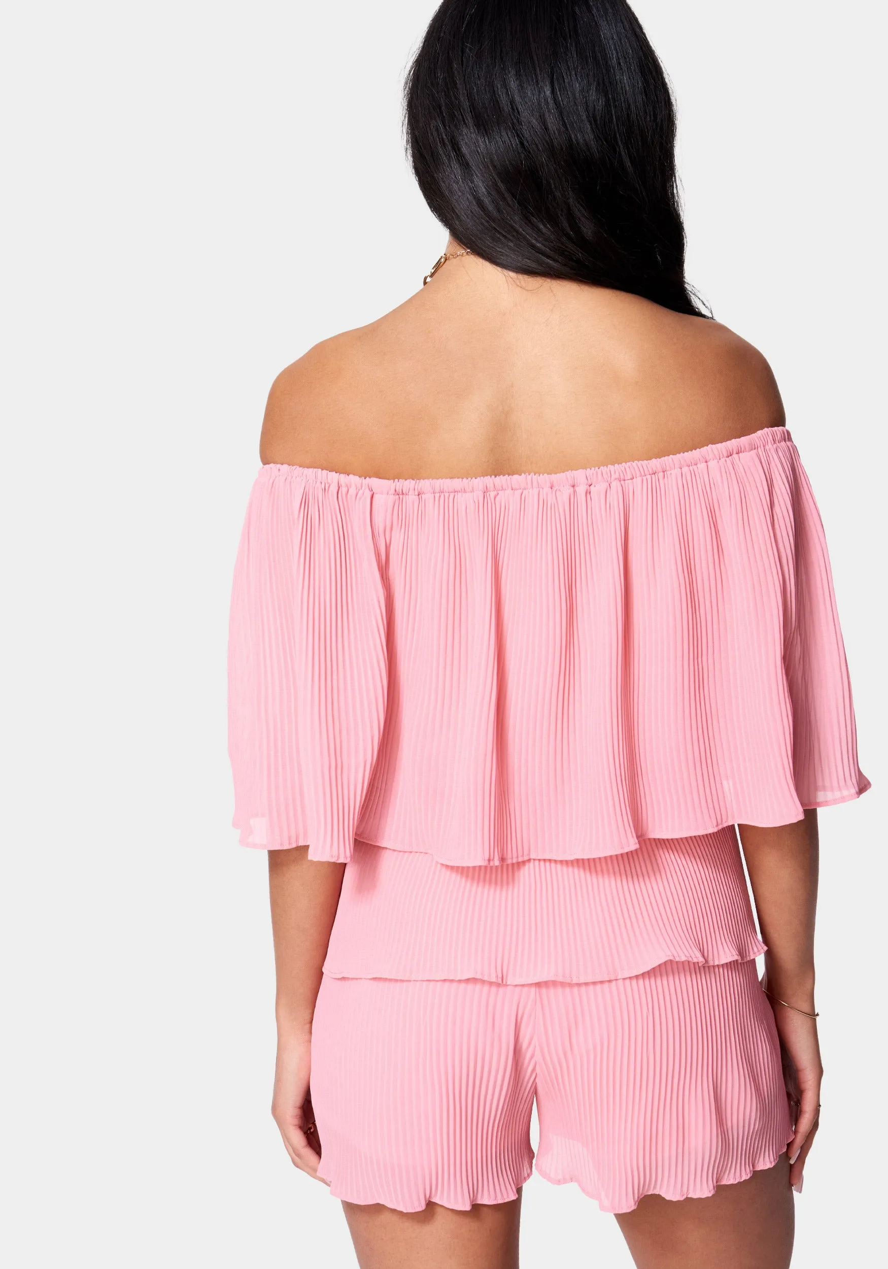 Tiered Ruffle Off Shoulder Romper sold by Bebe product image thumbnail 3
