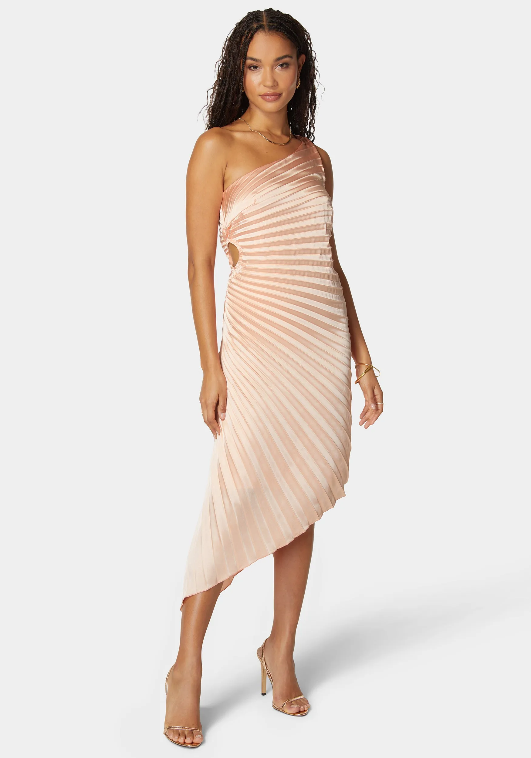 Pleated One Shoulder Gown sold by Bebe