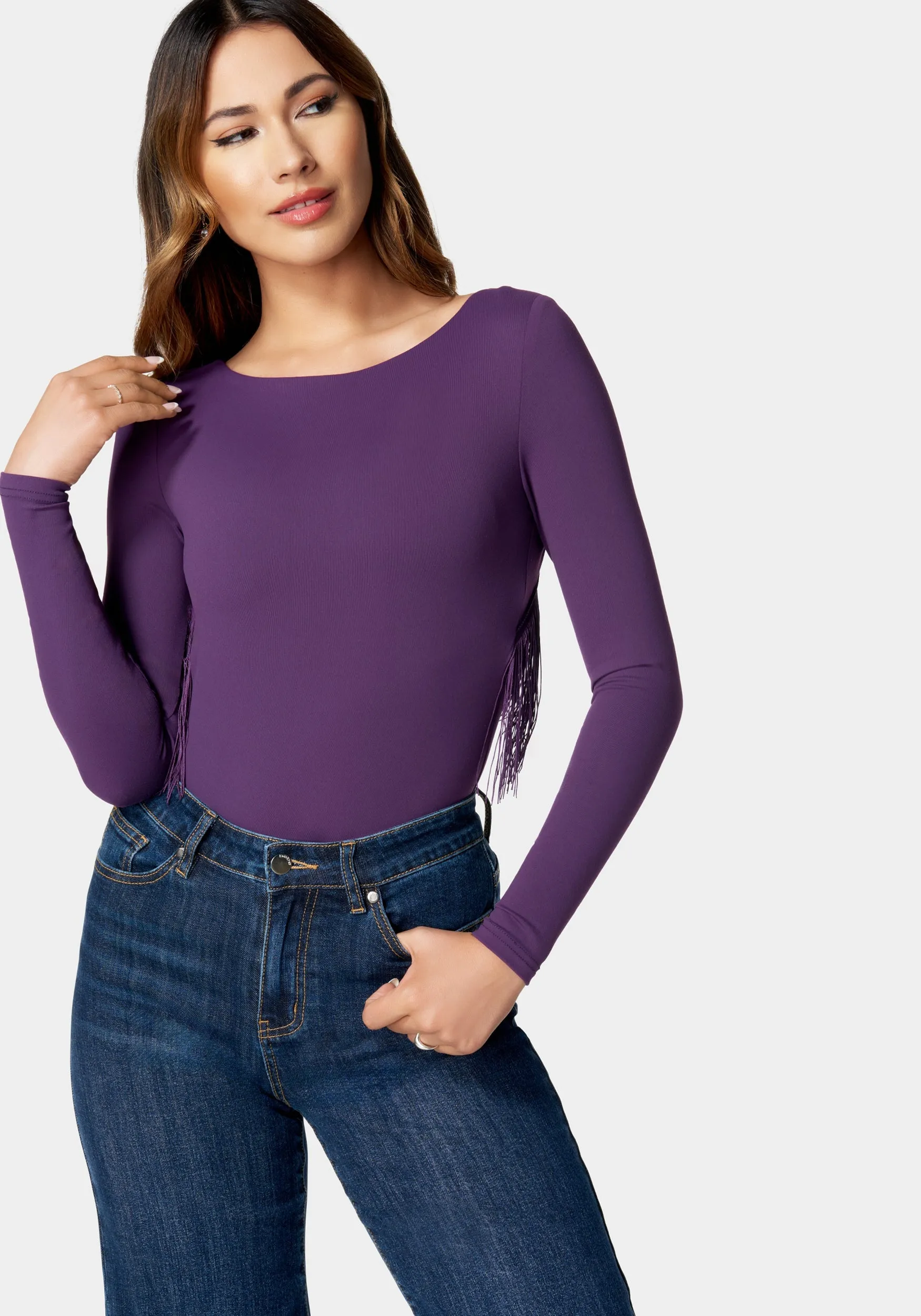 Open Back Fringe Trim Bodysuit sold by Bebe product image thumbnail 4