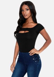 Cutout 3/4 Sleeve Knit Top sold by Bebe